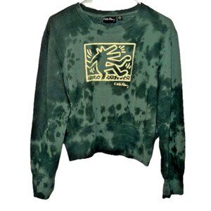 Keith Haring Green Tie Dye Cropped Sweatshirt Size XXL
